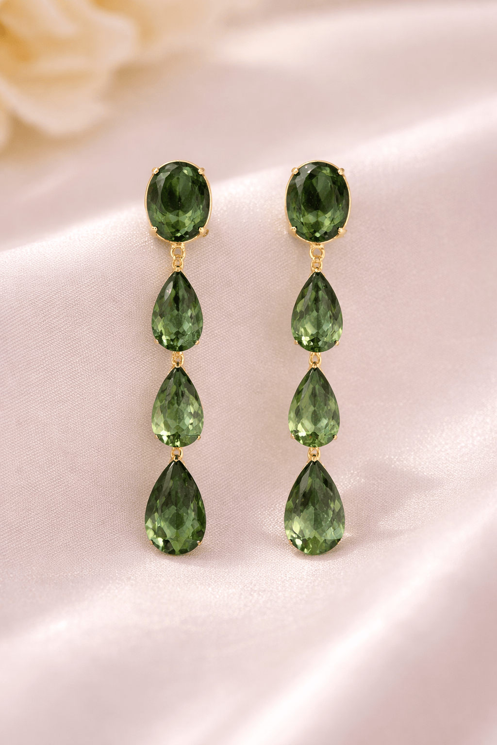 Verdant Cascade Tourmaline Earring Pair Set