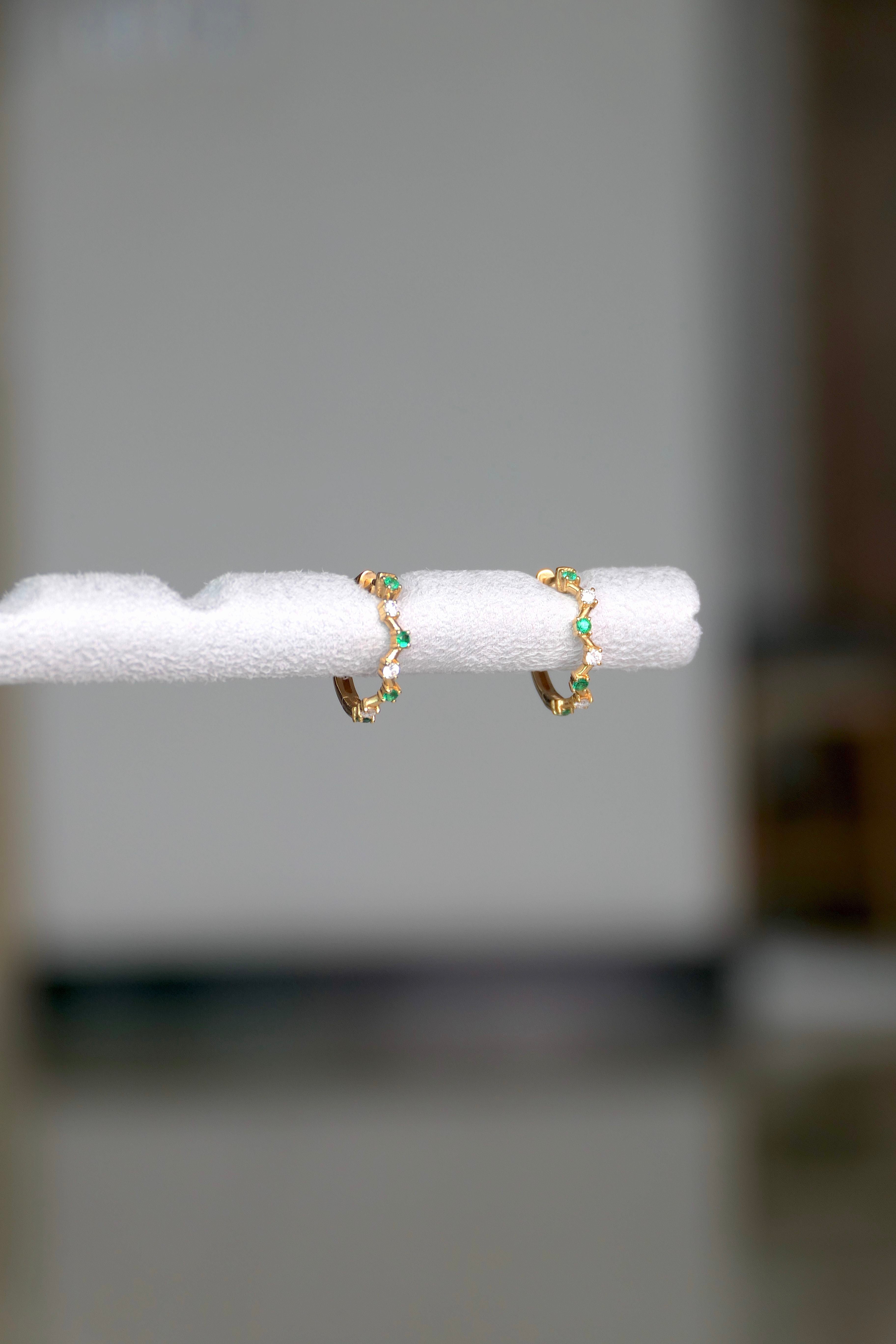 Pendientes de aro Verde Zig Zag