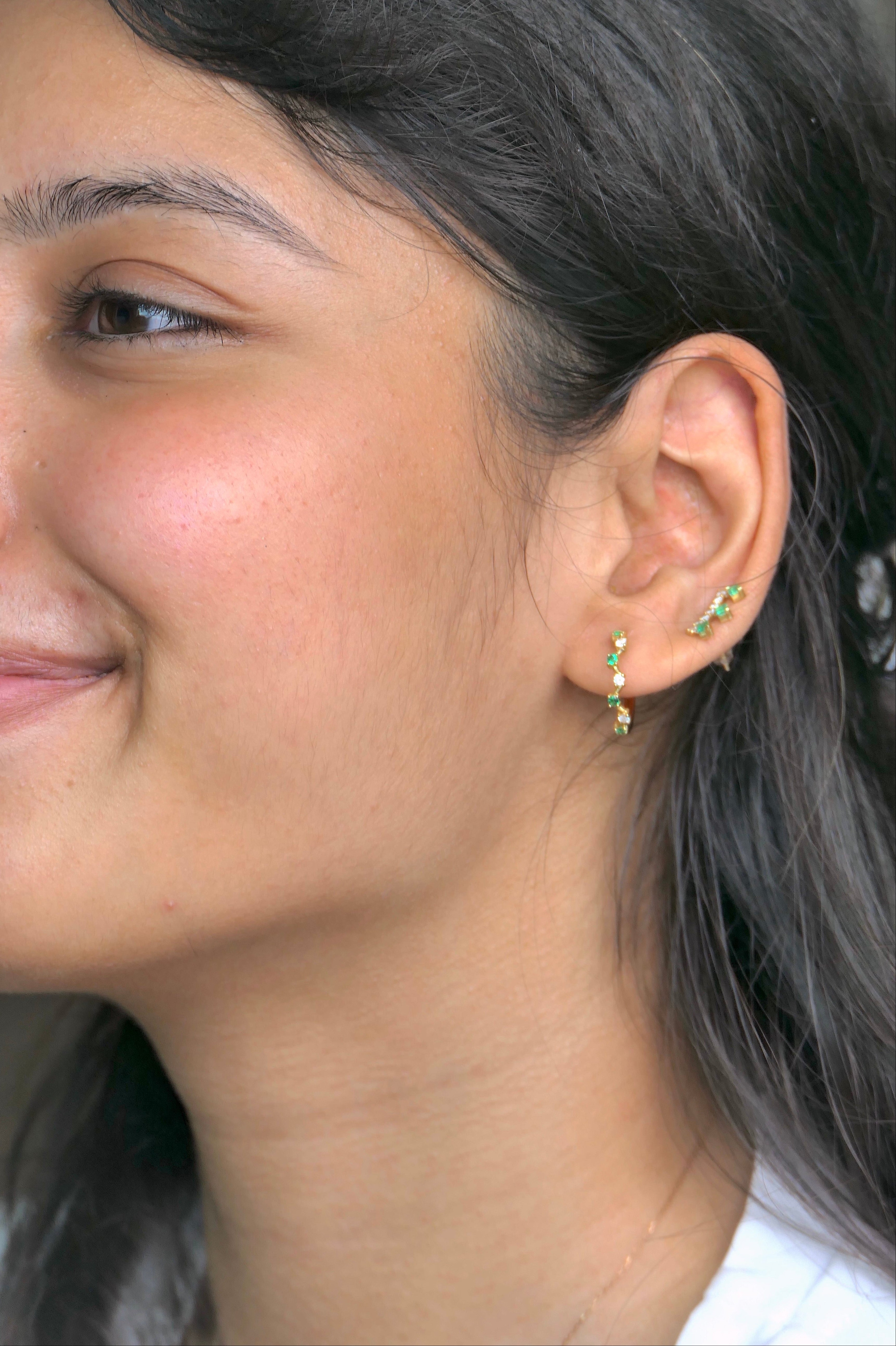 Pendientes de aro Verde Zig Zag
