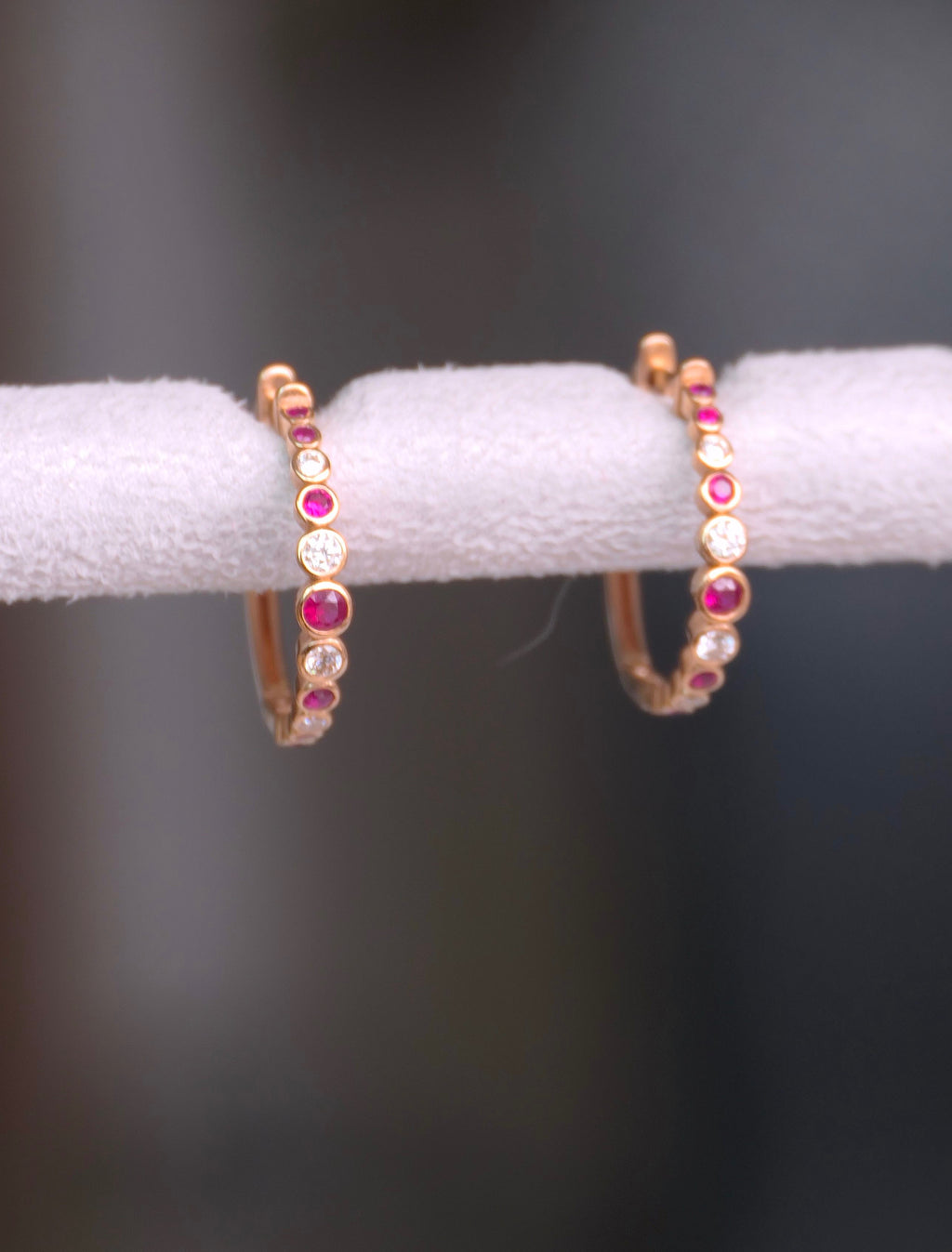 Crimson Bezel Hoop Earrings