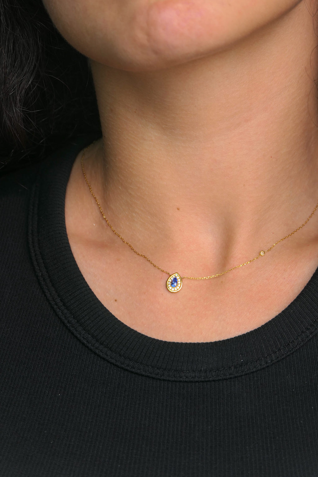 Celeste Pear Halo Necklace