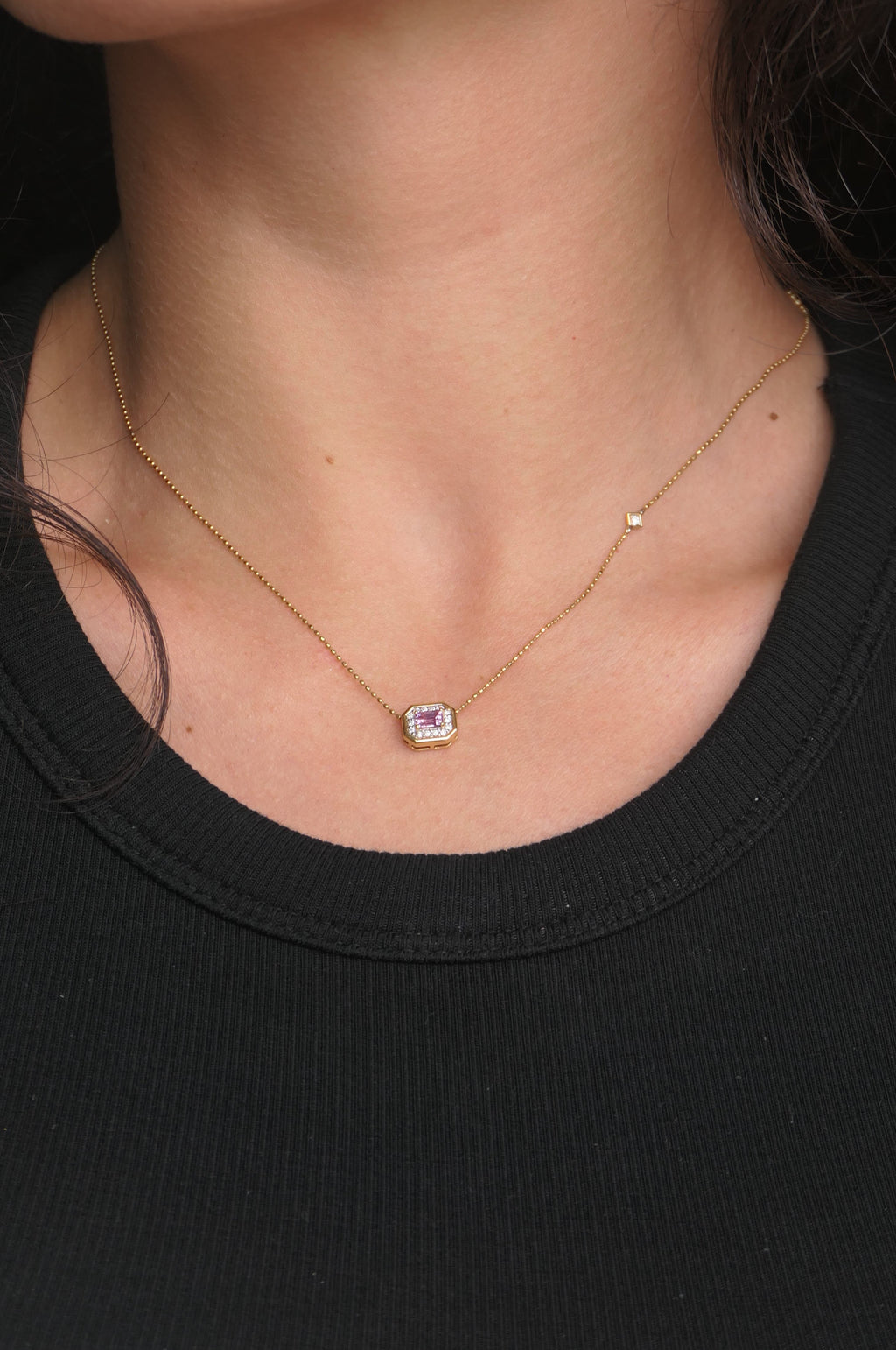 Celeste Octagon Halo Necklace