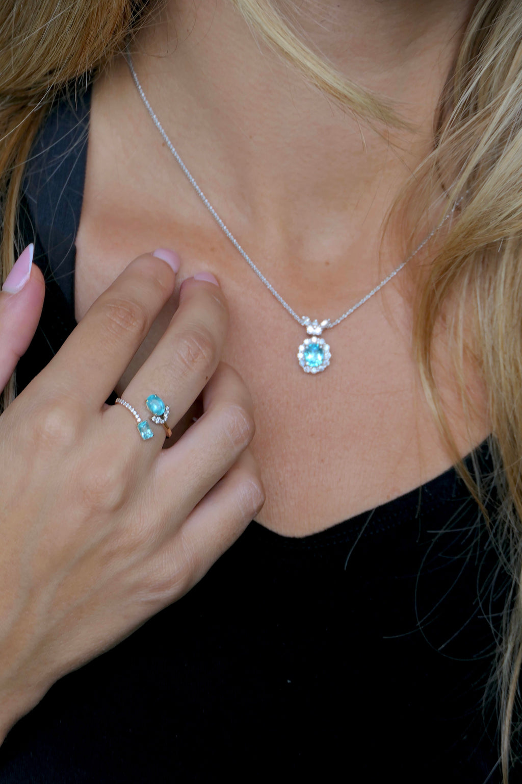 Butterfly Halo Paraiba Necklace