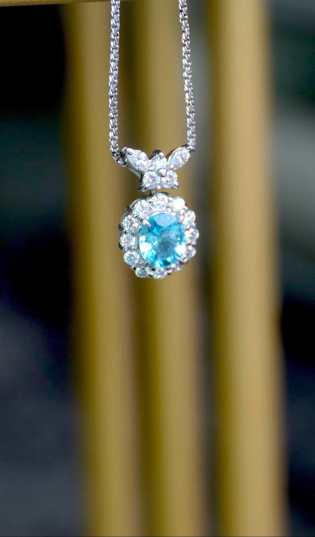Butterfly Halo Paraiba Necklace