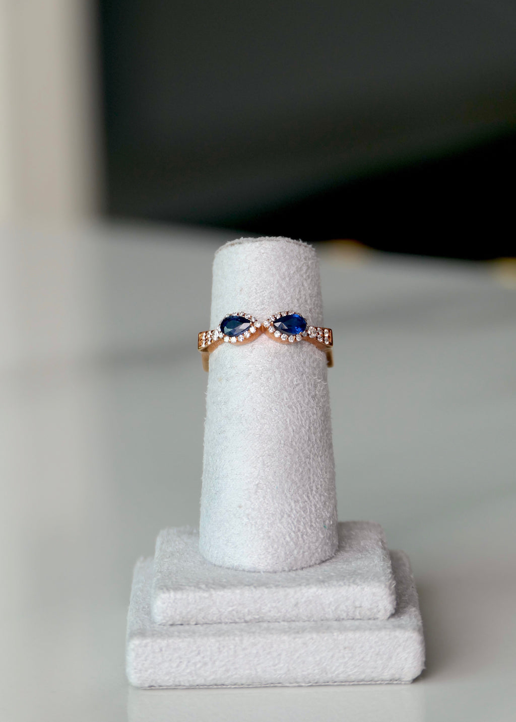 Blue Sapphire Duet Ring