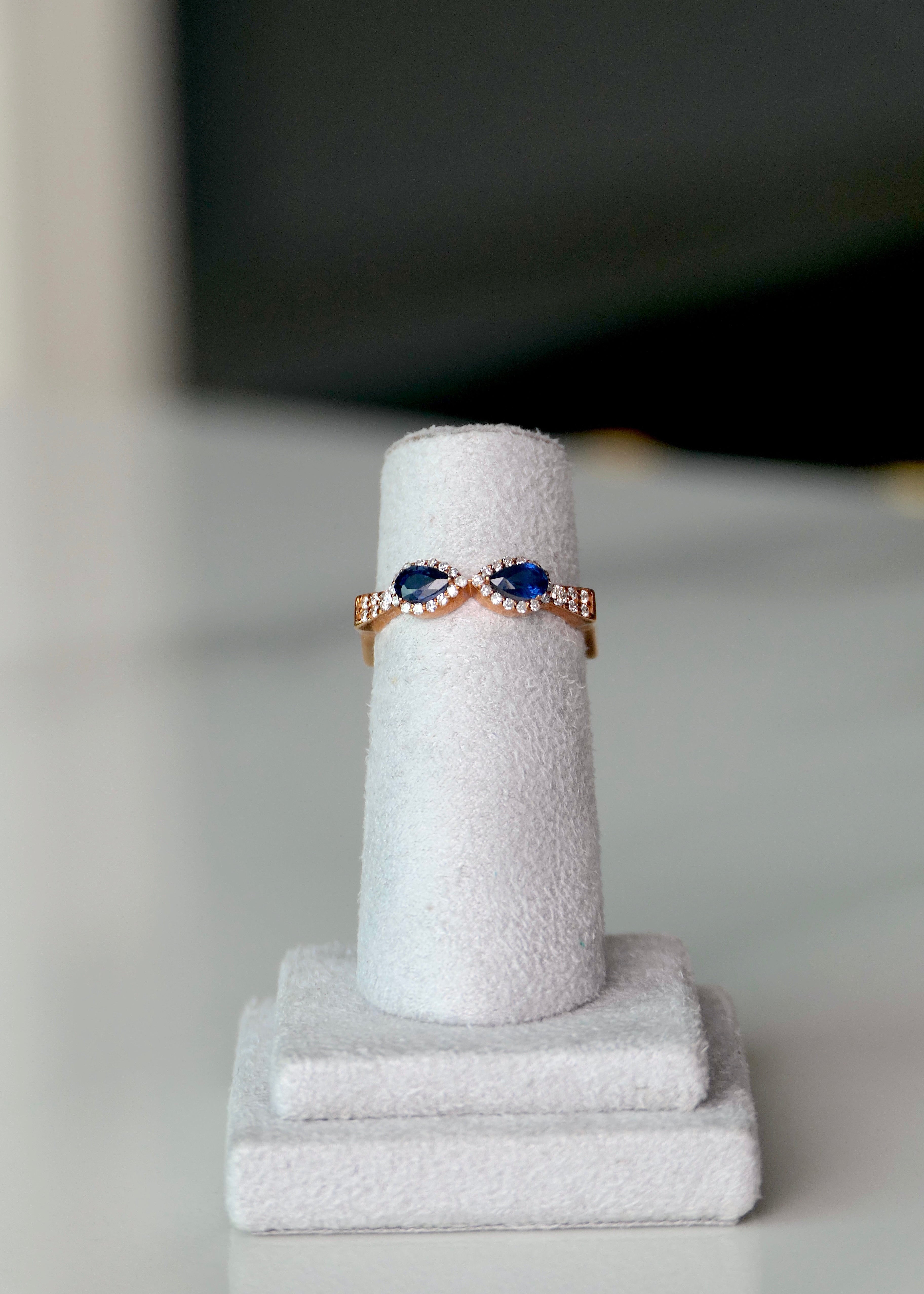 Blue Sapphire Duet Ring