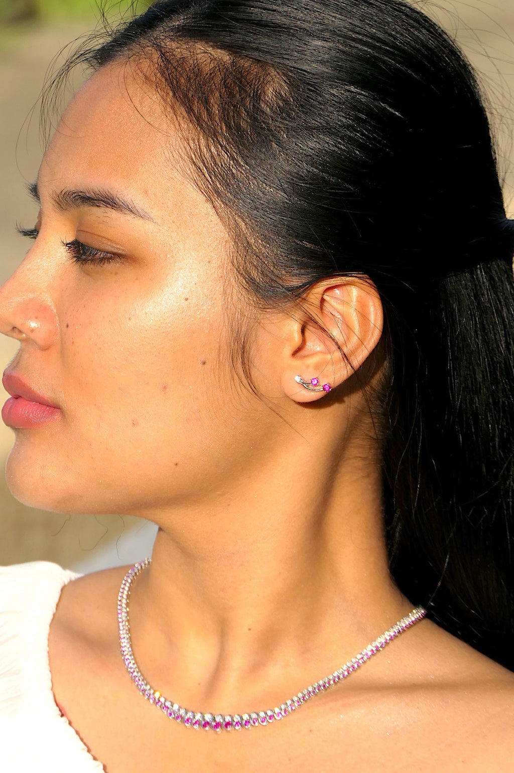 Blaze Curve Sapphire Studs