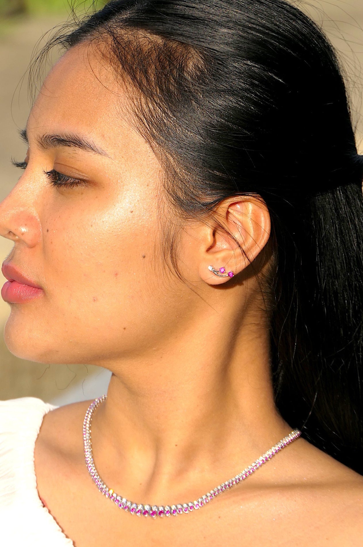Pendientes con broche Blaze Curve de zafiro