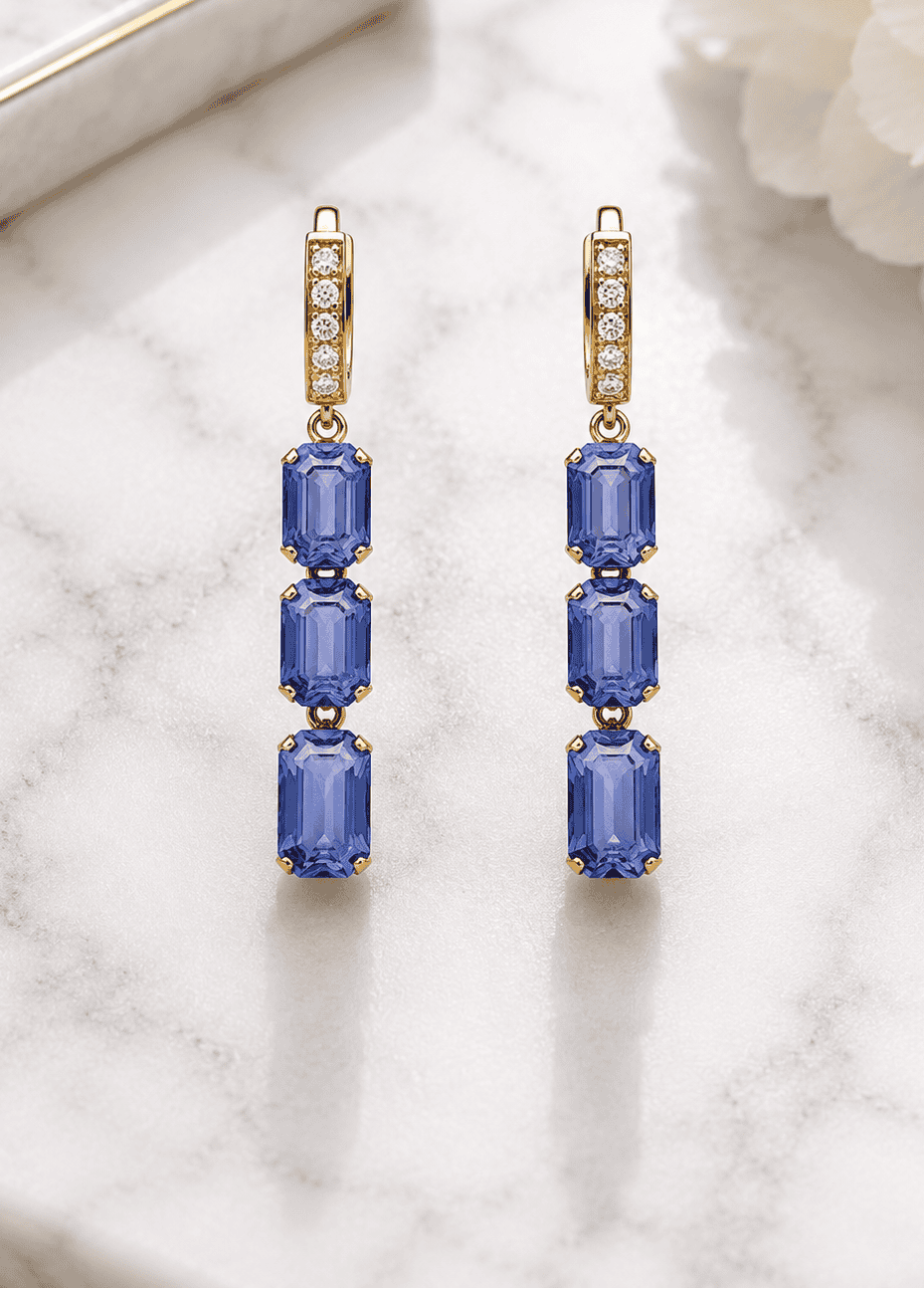 Pendientes colgantes Azure Line de zafiro