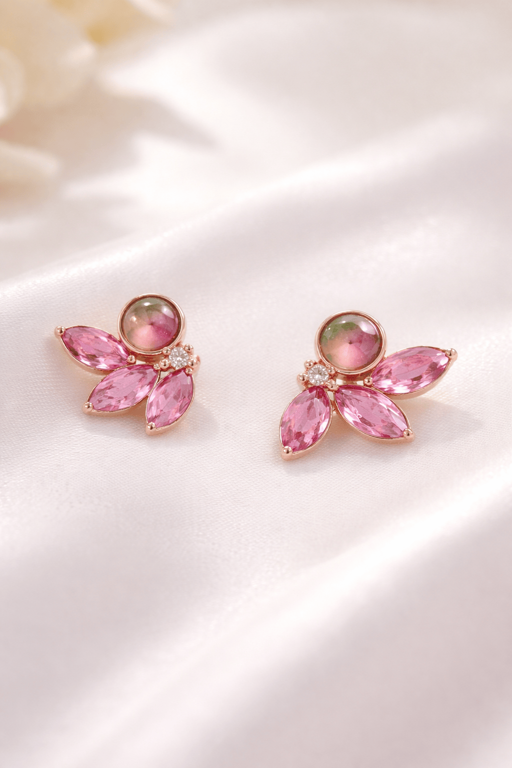 Watermelon Wing Tourmaline Earring Pair Set
