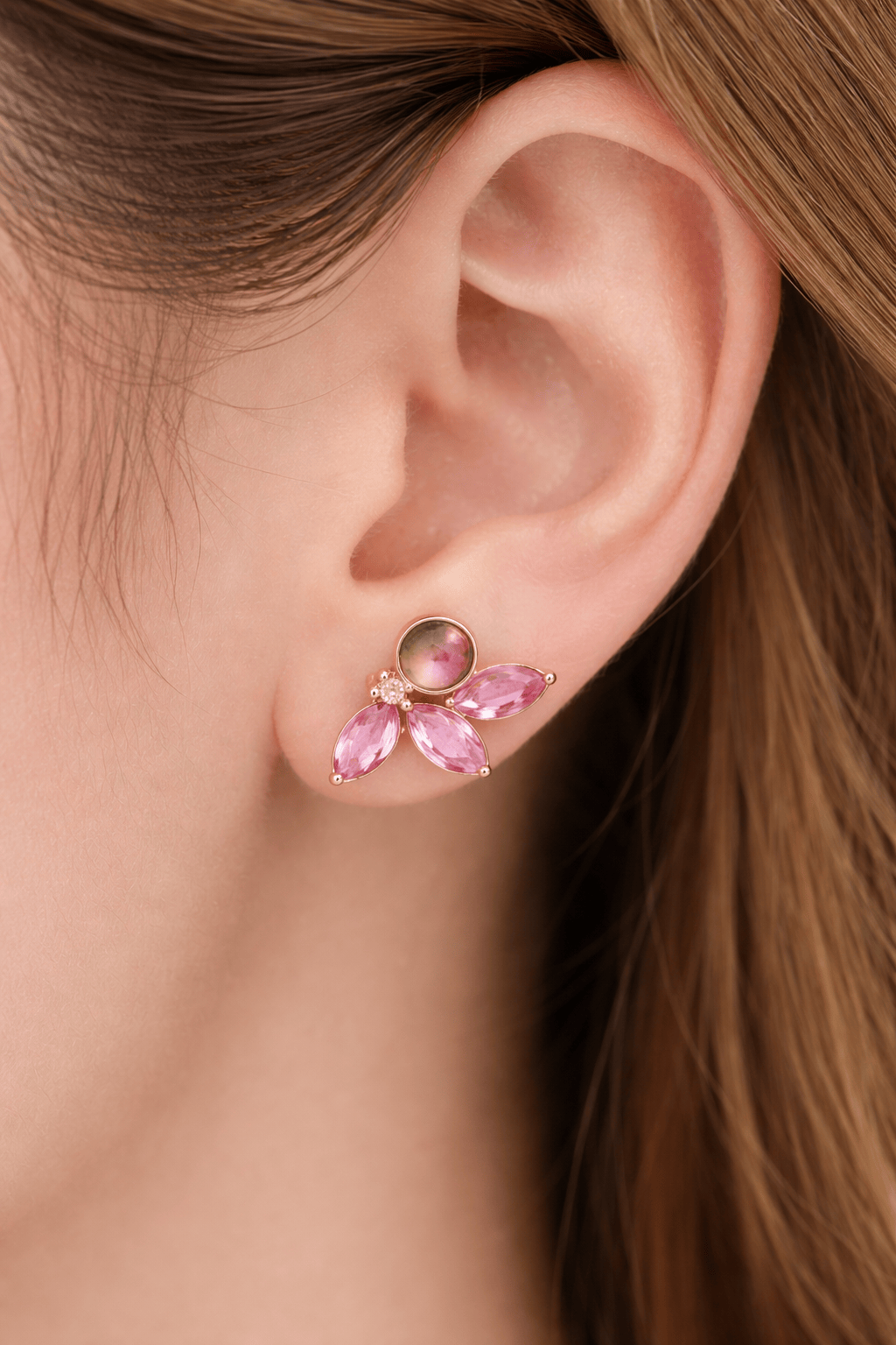 Watermelon Wing Tourmaline Earring Pair Set