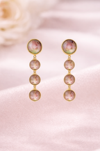 Watermelon Tourmaline Cabochon Graduated Earring Pair Set