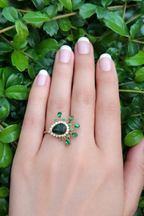 Anillo Halo Flor Verde