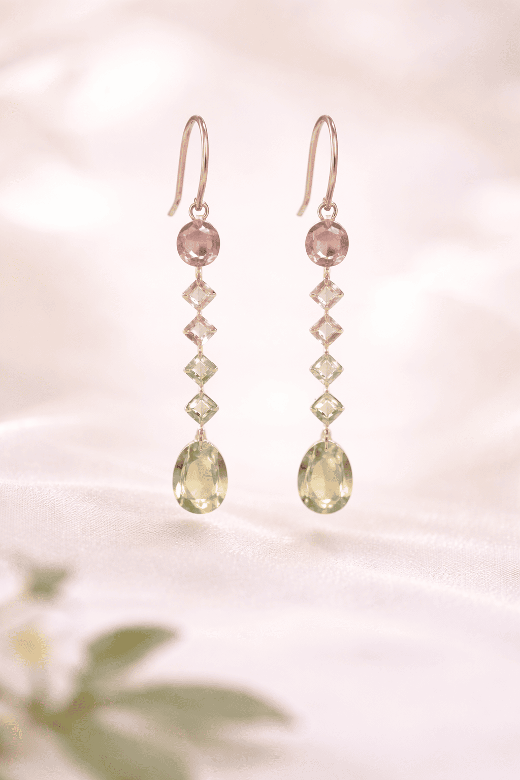 Blush to Mint Gradient Tourmaline Earring Pair Set