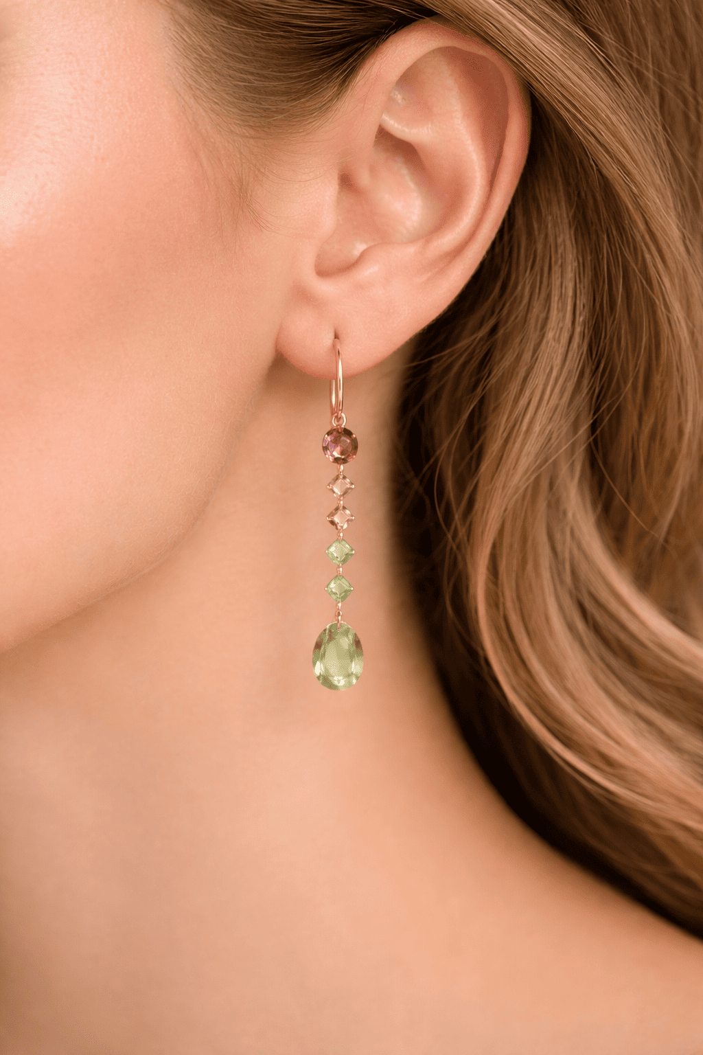 Blush to Mint Gradient Tourmaline Earring Pair Set