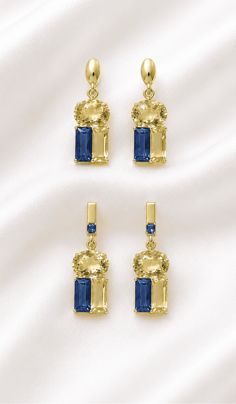 Solar Contrast Sapphire Stud Pair Set