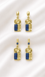 Solar Contrast Sapphire Stud Pair Set