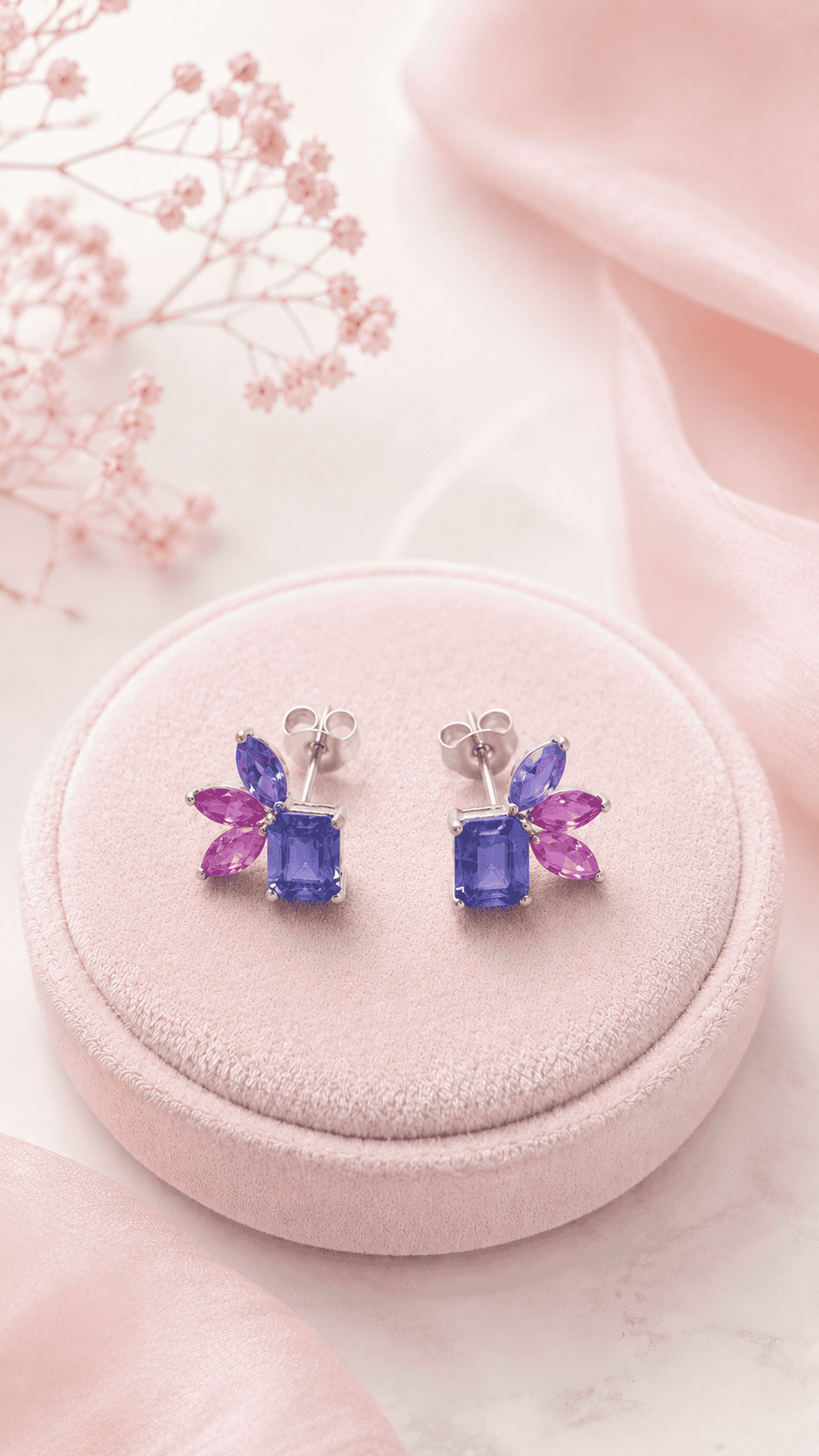 Par de pendientes de zafiro Twilight Wing