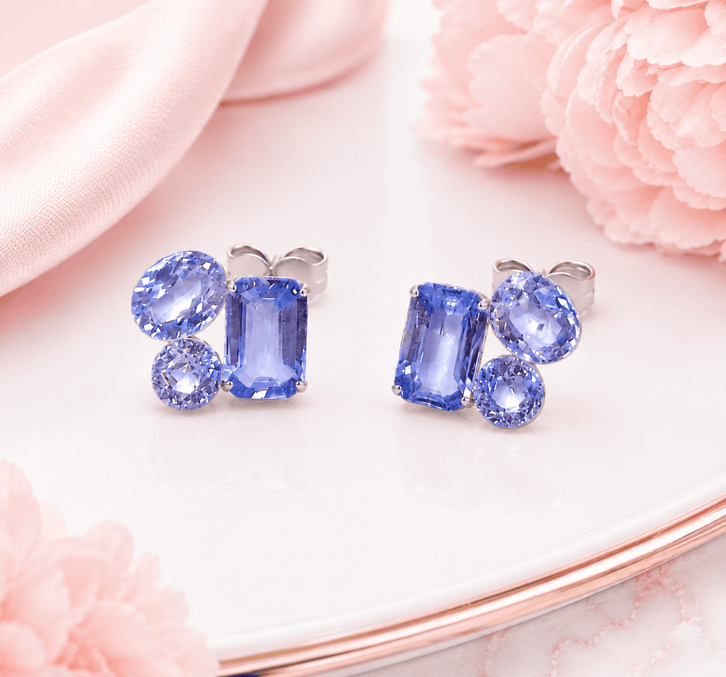 Set de aretes de zafiro Aura Pastel