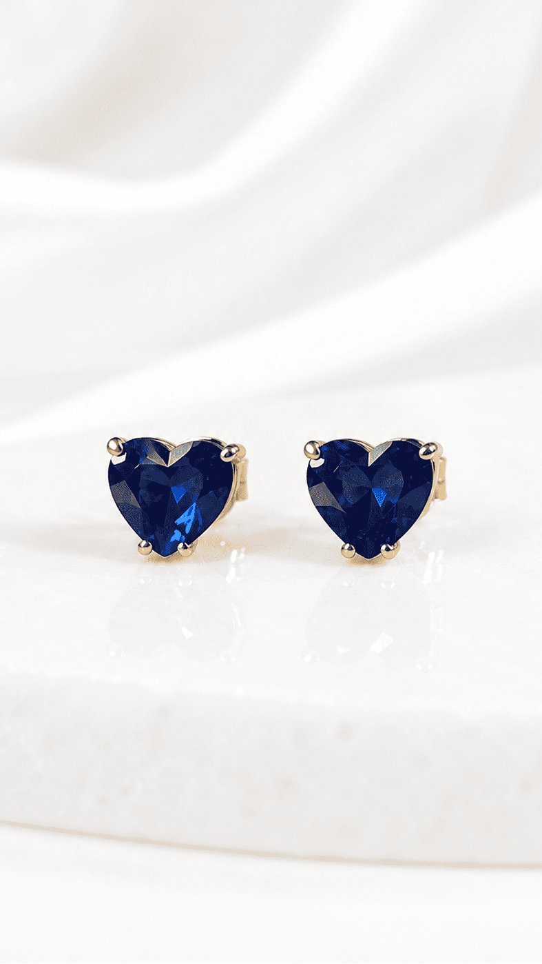 Par de Zafiros Corazón Azul