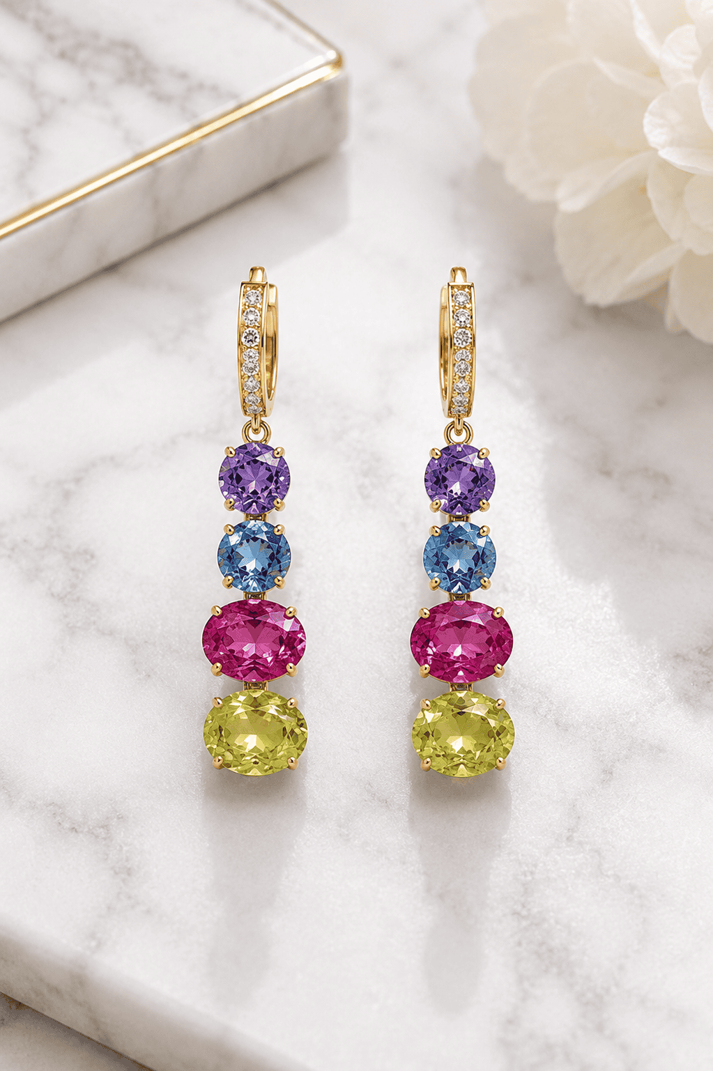 Pendientes Prism Drift con gota de zafiro