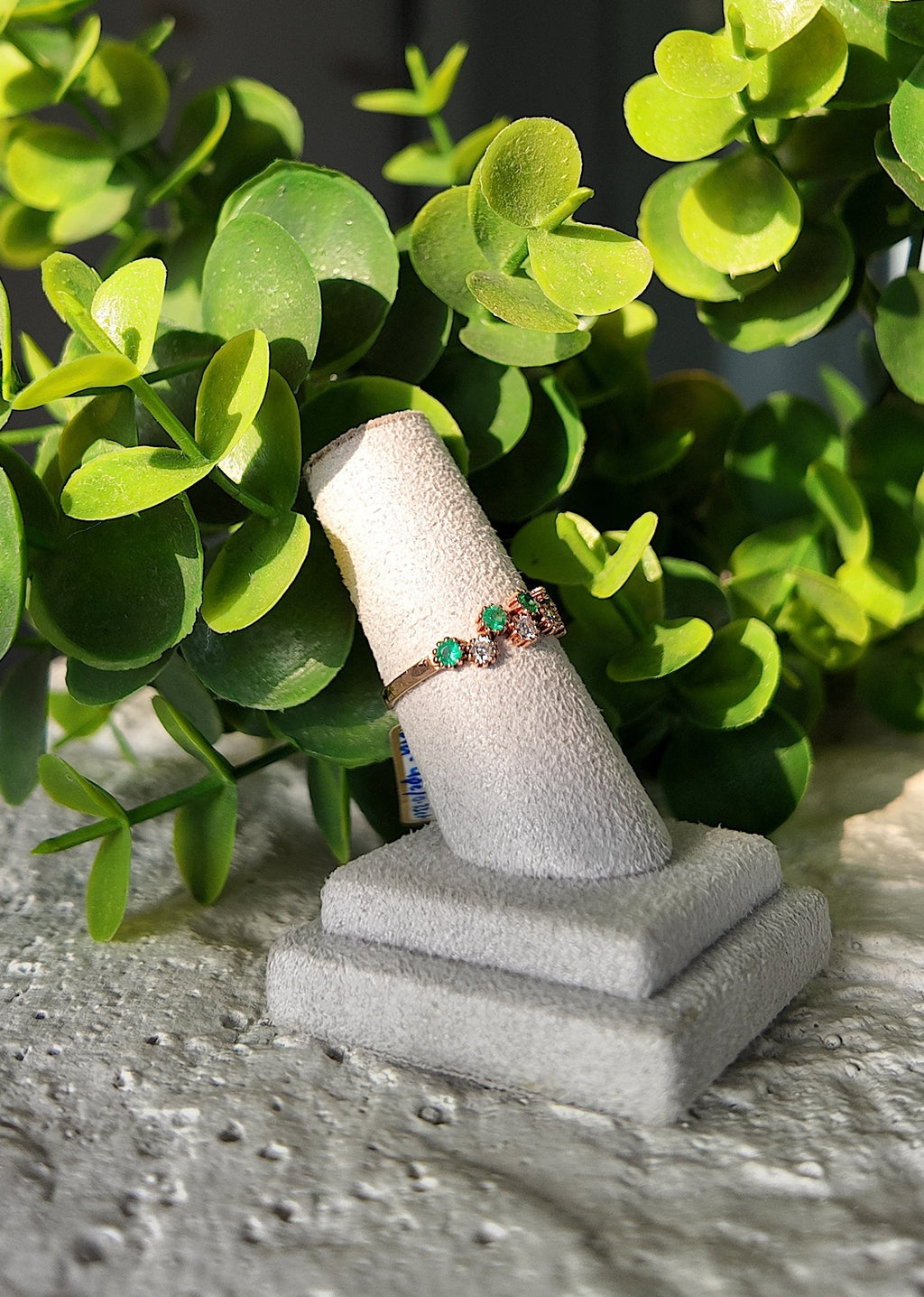 Emerald Diamond ZigZag Band Ring