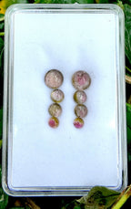 Watermelon Tourmaline Cabochon Graduated Earring Pair Set