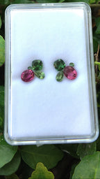 Forest & Fuchsia Tourmaline Stud Earring Pair Set