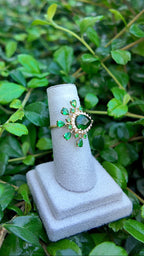 Anillo Halo Flor Verde
