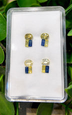 Solar Contrast Sapphire Stud Pair Set