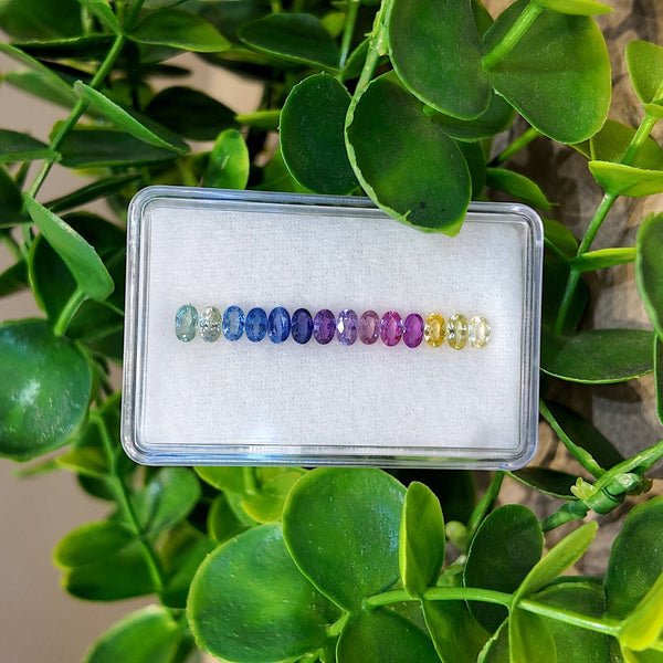 Halo Oval Rainbow Sapphire Set