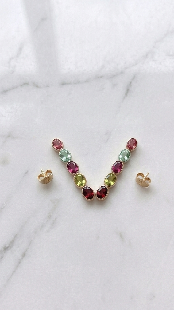 Candy Prism Tourmaline Dangle Earring Pair Set