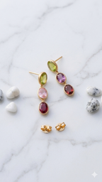 Rosé Mint Gradient Tourmaline Earring Pair Set
