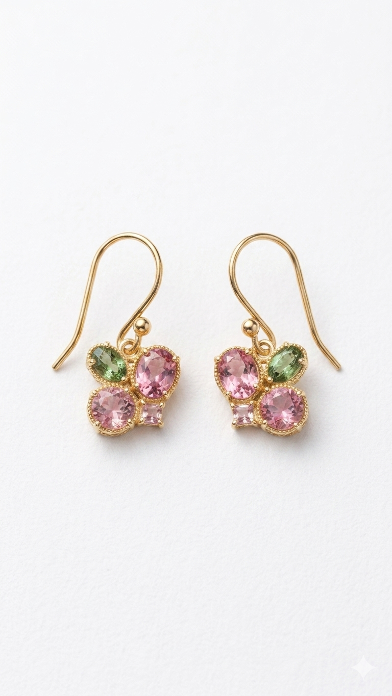 Peach Bloom Tourmaline Earring Pair Set