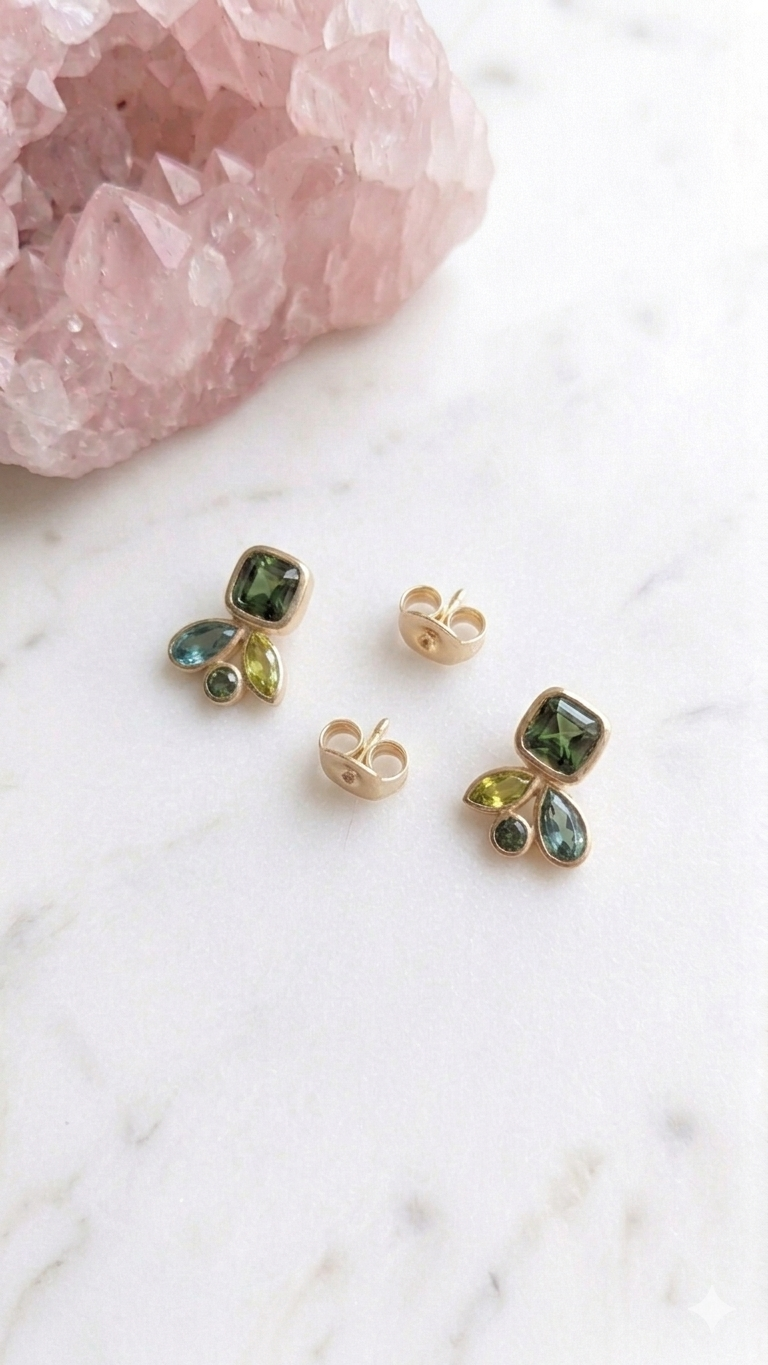 Par de aretes de turmalina Green Mirage