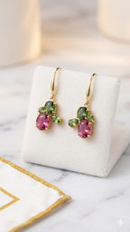 Forest & Fuchsia Tourmaline Stud Earring Pair Set