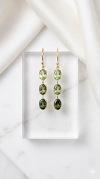 Green Ombre Tourmaline Dangle Earring Pair Set