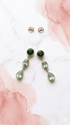 Green Cascade Tourmaline Earring Pair Set