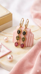 Forest to Fuchsia Tourmaline Drop Earring Pair Set