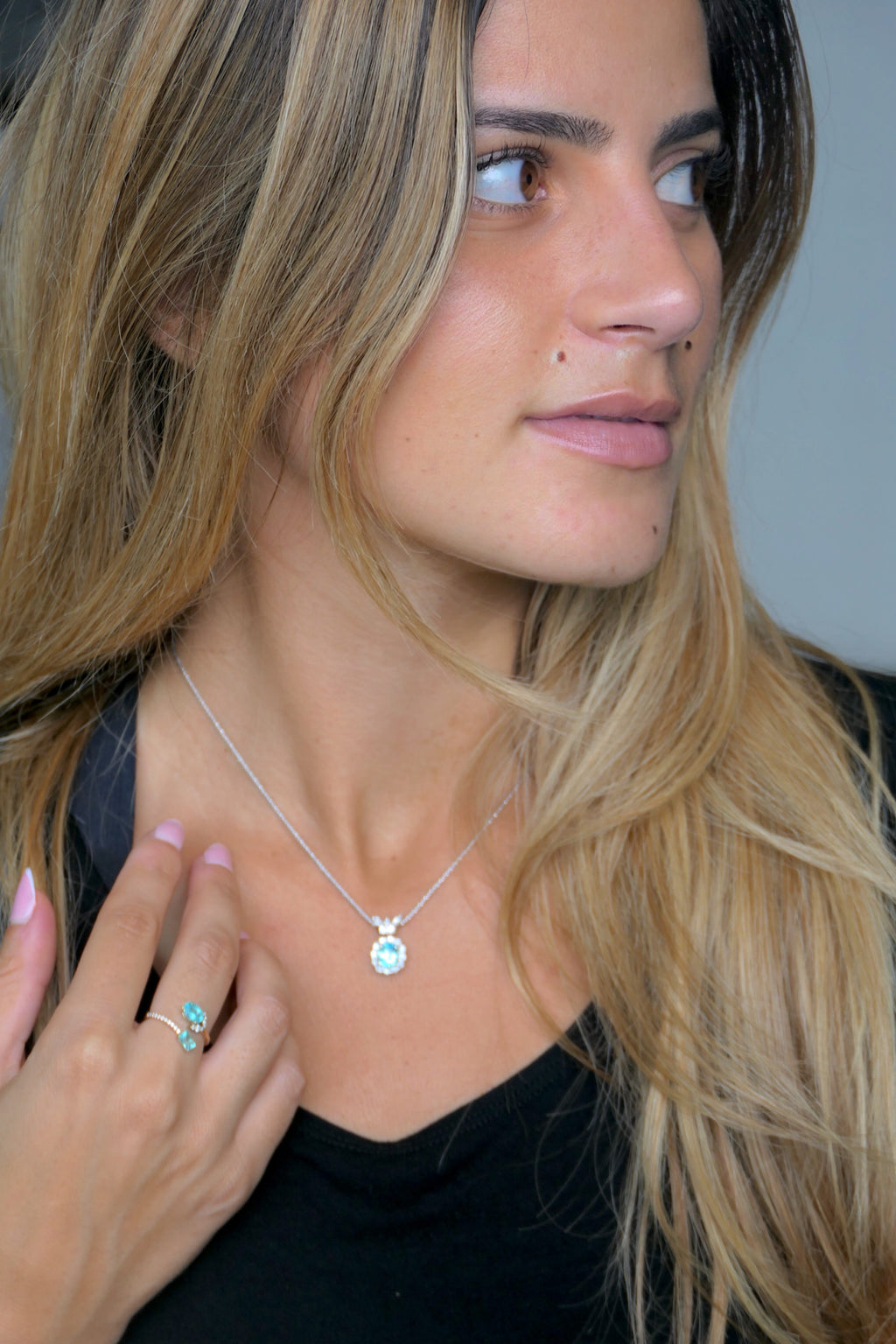 Butterfly Halo Paraiba Necklace