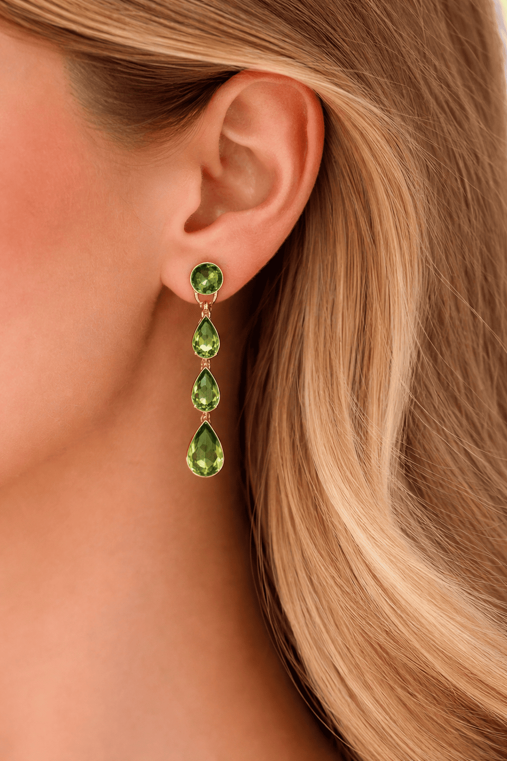 Verdant Cascade Tourmaline Earring Pair Set