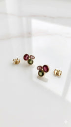 Fuchsia Arc Tourmaline Stud Earring Pair Set
