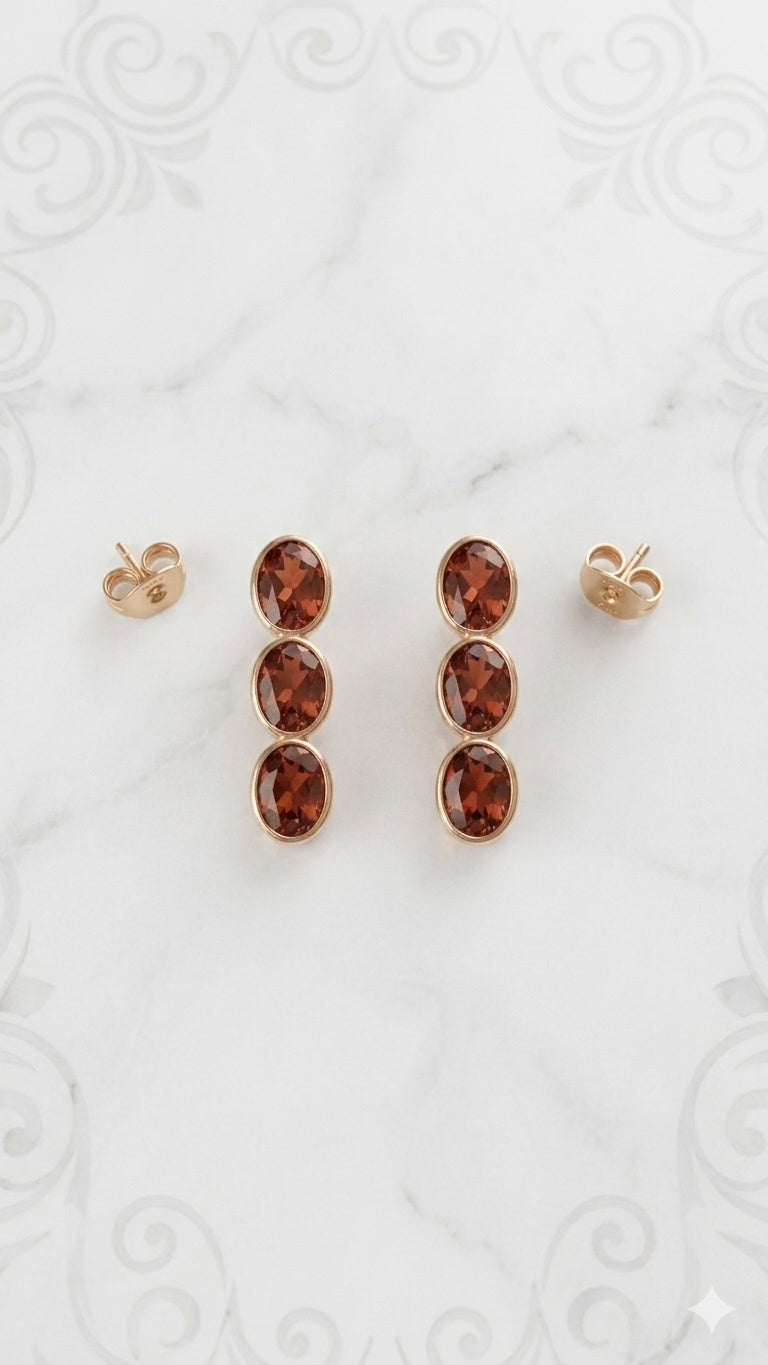 Magenta Trio Tourmaline Earring Pair Set