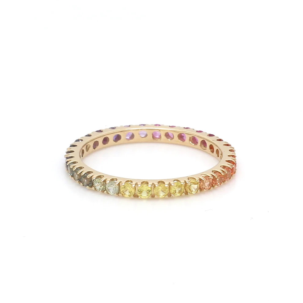 Rainbow Sapphire Thin Eternity Ring