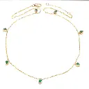 Emerald Bezel Set Heart Shape Chain Necklace