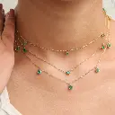 Emerald Bezel Set Pear Shape Chain Necklace