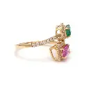 Emerald & Pink Sapphire Two Spiral Ring