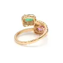 Emerald & Pink Sapphire Two Spiral Ring