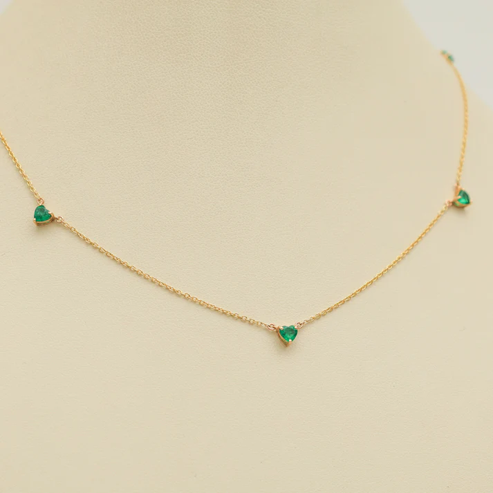 Emerald Heart Link Chain Necklace