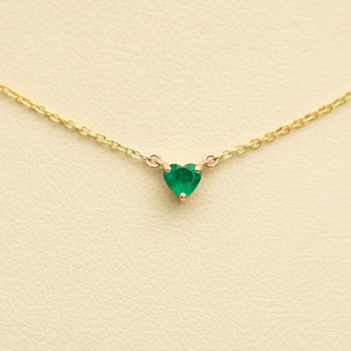 Emerald Heart Link Chain Necklace